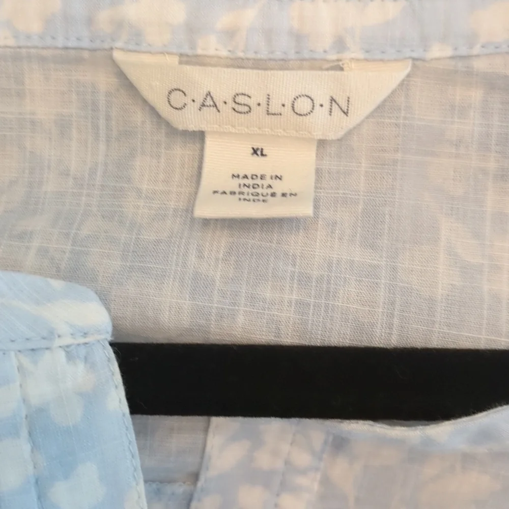 Caslon Light Blue Balloon 3/4 Sleeves Floral Print Cottage Core Airy Blouse XL - Picture 6 of 7